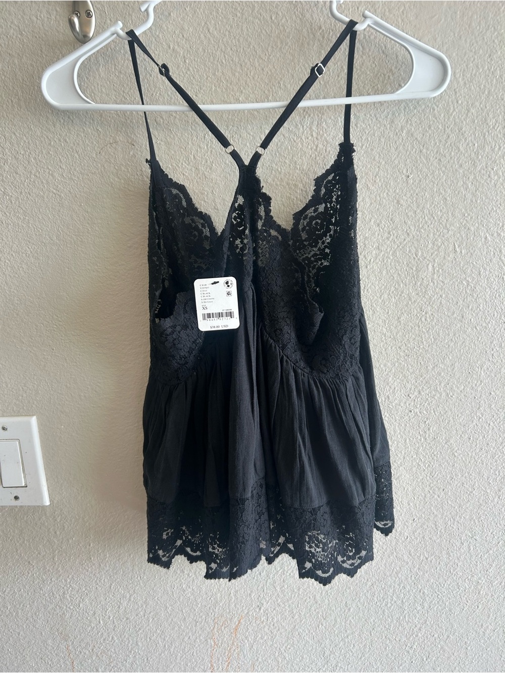 Free People Black Lace-Trim Swing Cami - Picture 4 of 5